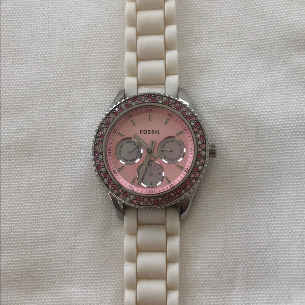 *FINAL SALE* pink and white Fossil watch